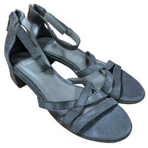 Eileen Fisher Noni Leather Criss Cross Front Ankle Strap Gray Women's Sz 6 NWOB